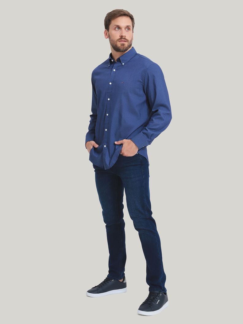 Camisa De Vestir Con Logo Azul Tommy Hilfiger-1