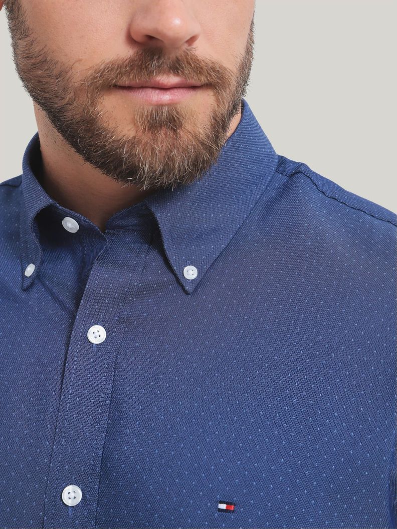 Camisa De Vestir Con Logo Azul Tommy Hilfiger-3