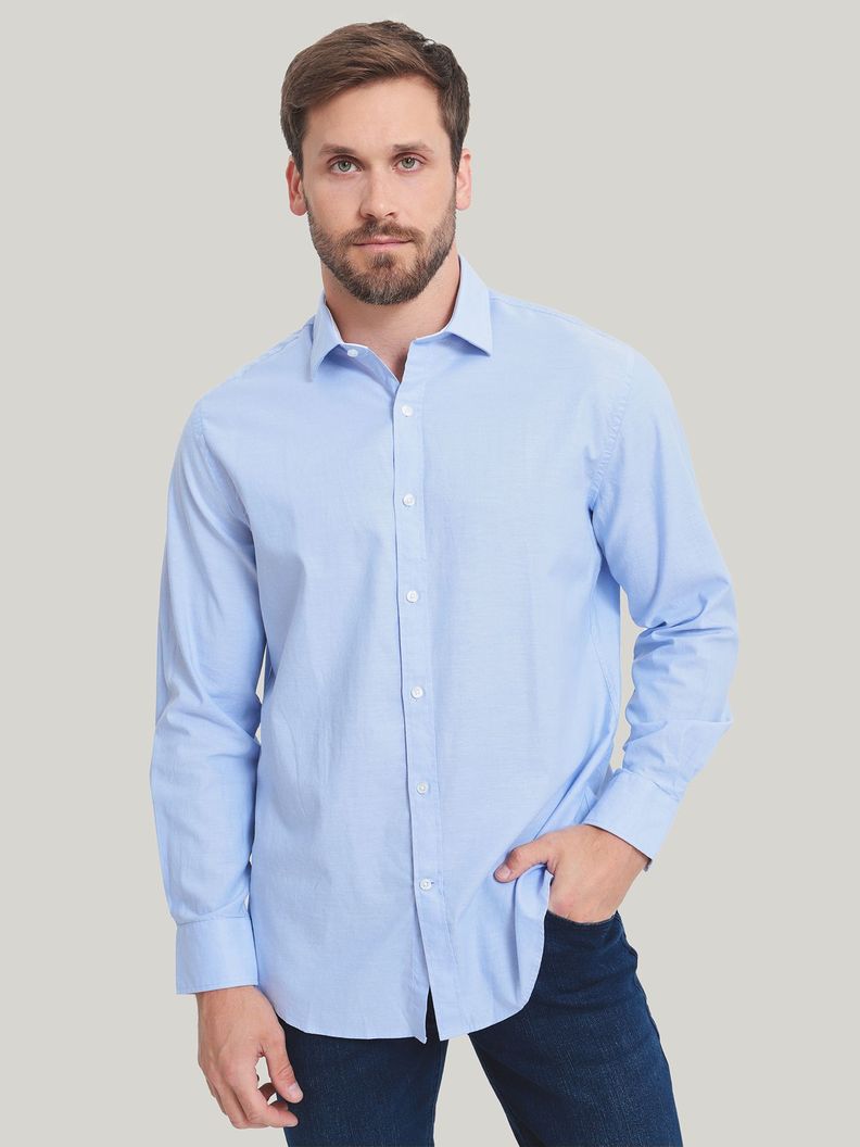Camisa Vestir Essential y Logo Celeste Tommy Hilfiger-0