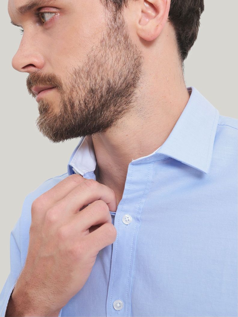 Camisa Vestir Essential y Logo Celeste Tommy Hilfiger-1
