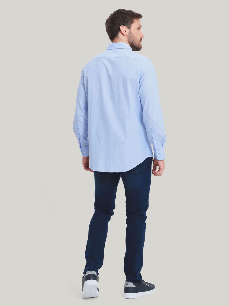 Camisa Vestir Essential y Logo Celeste Tommy Hilfiger-3