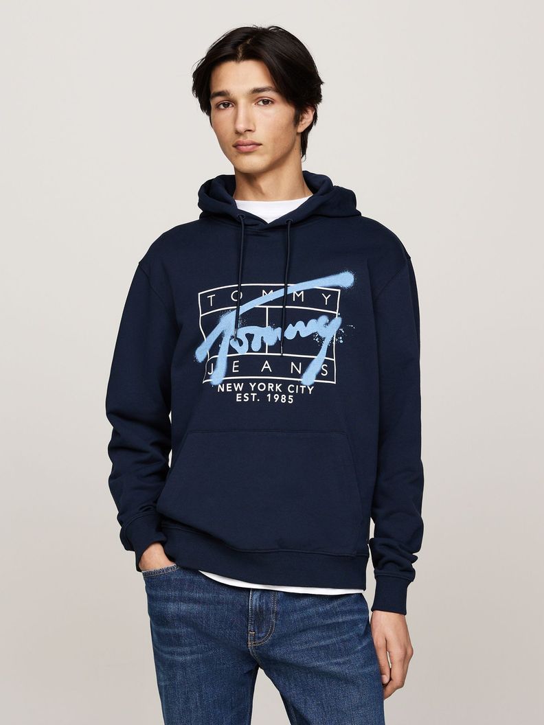 Polerón Hoodie Con Logo Graffiti Azul Tommy Hilfiger-0
