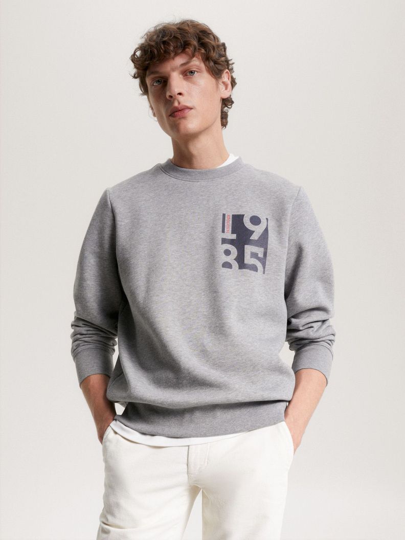 Polerón C-Neck Con Logo Estampado Gris Tommy Hilfiger-0