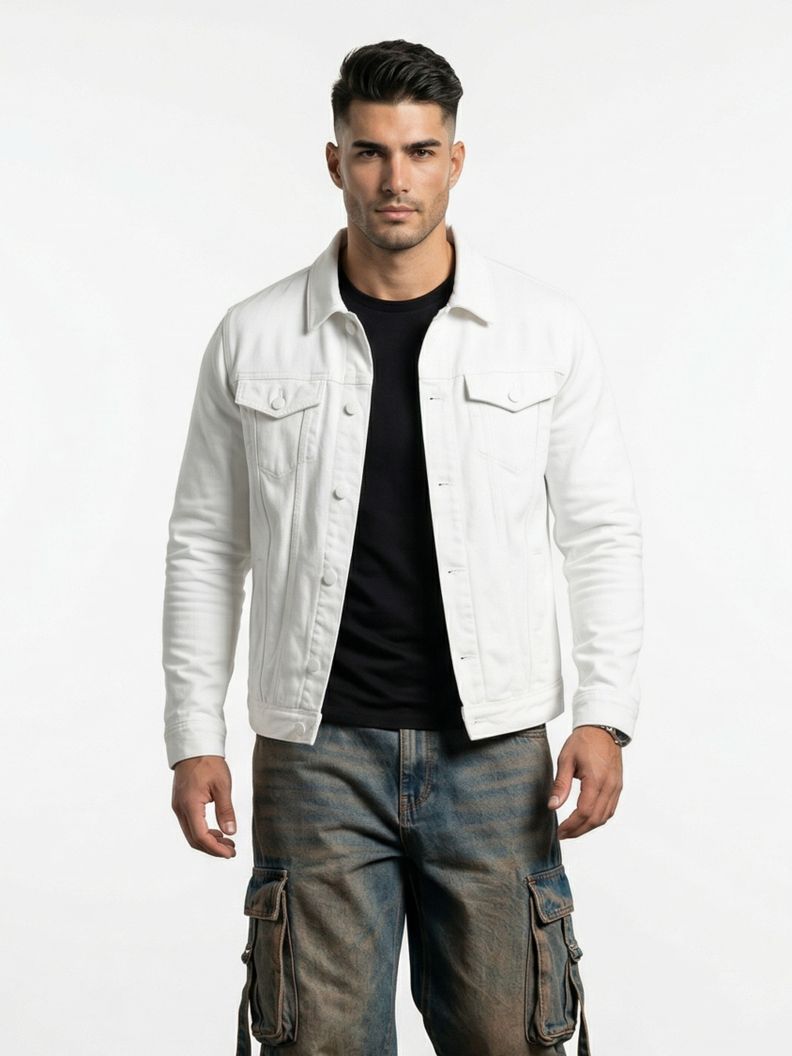 Chaqueta Mezclilla Nacional Blanca Hombre