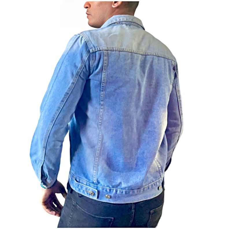 Chaqueta Mezclilla Azul Claro Cierres Hombre-2