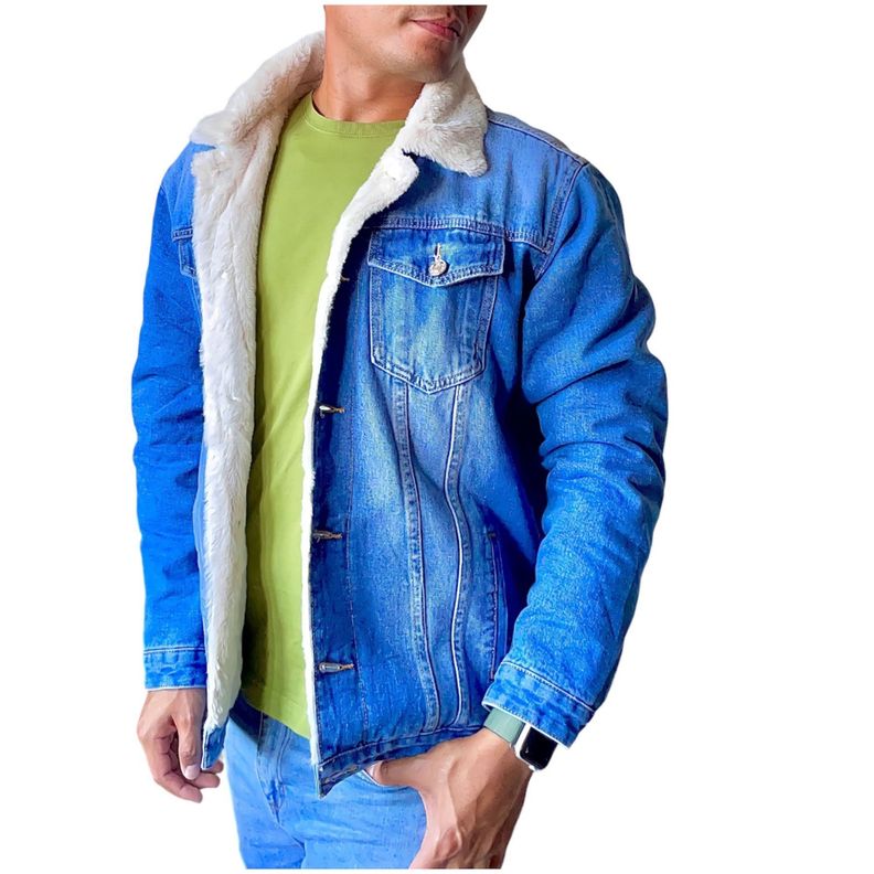 Chaqueta Mezclilla Polar Hombre NewStyle Azul-0