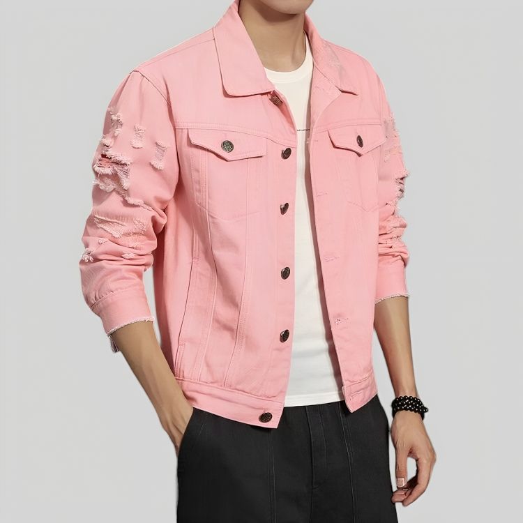 Chaqueta Jeans Mezclilla Destroyed Colors Hombre-0