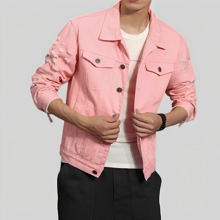 Chaqueta Jeans Mezclilla Destroyed Colors Hombre-1