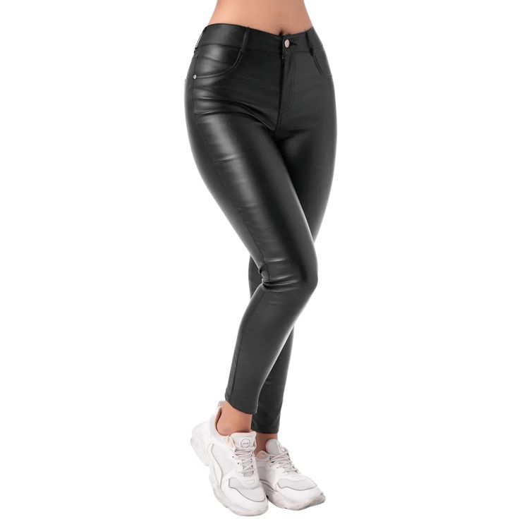 Pantalon Ecocuero Pu Tiro Alto Mujer-1