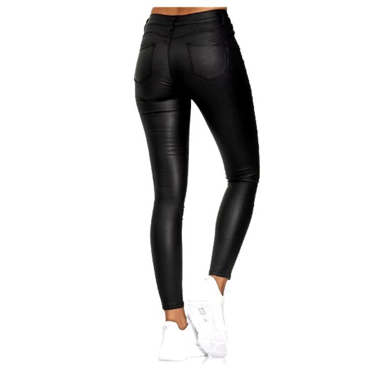 Pantalon Ecocuero Pu Tiro Alto Mujer-2
