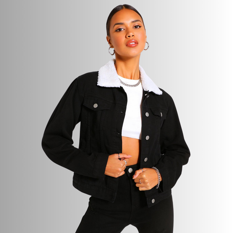 Chaqueta Mezclilla Negra Chiporro Mujer-0