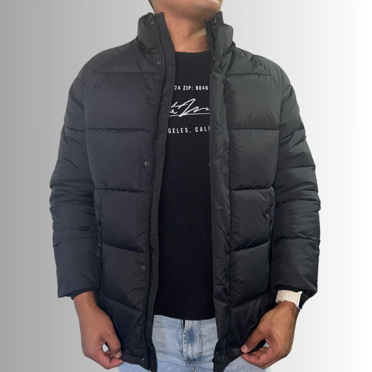 Chaqueta Parka Acolchada Gris Hombre-1