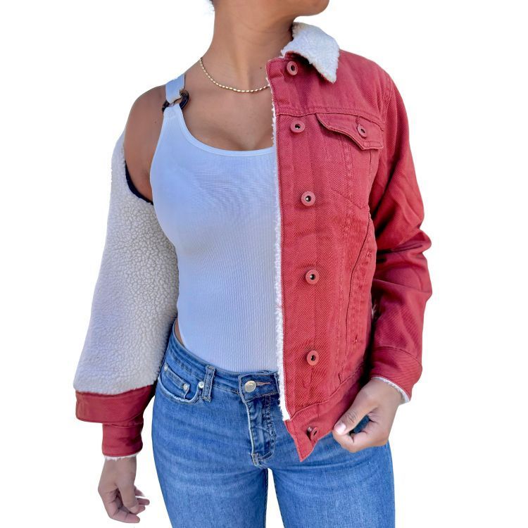 Chaqueta Mezclilla Jeans Chiporro Mujer Coral-1