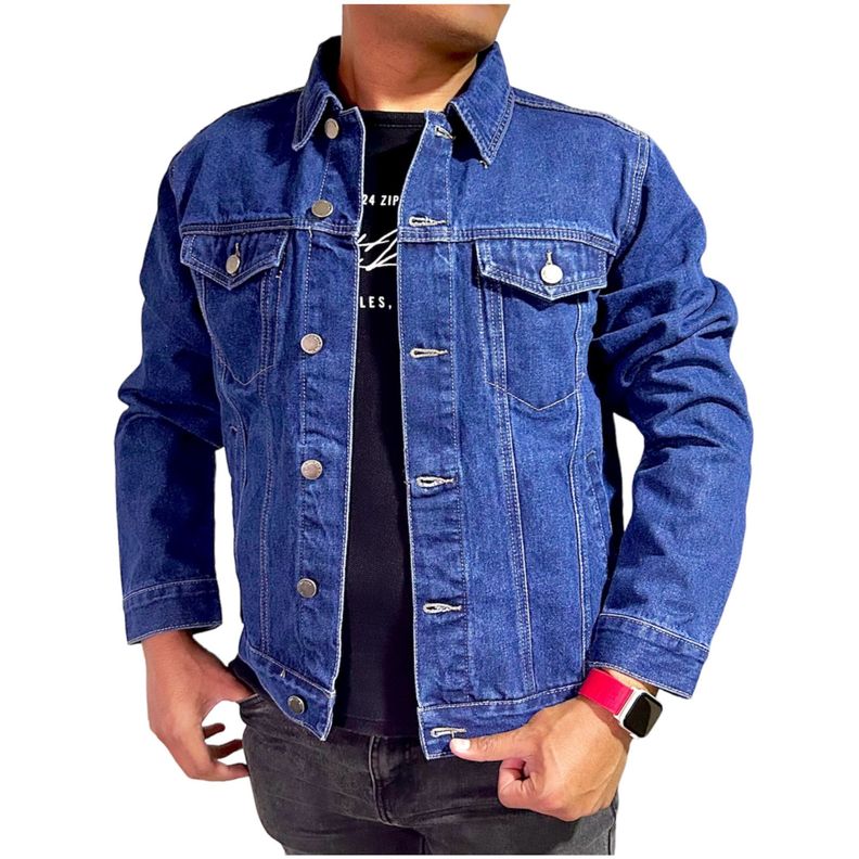 Chaqueta Jeans Mezclilla Azul Clasico Hombre-0