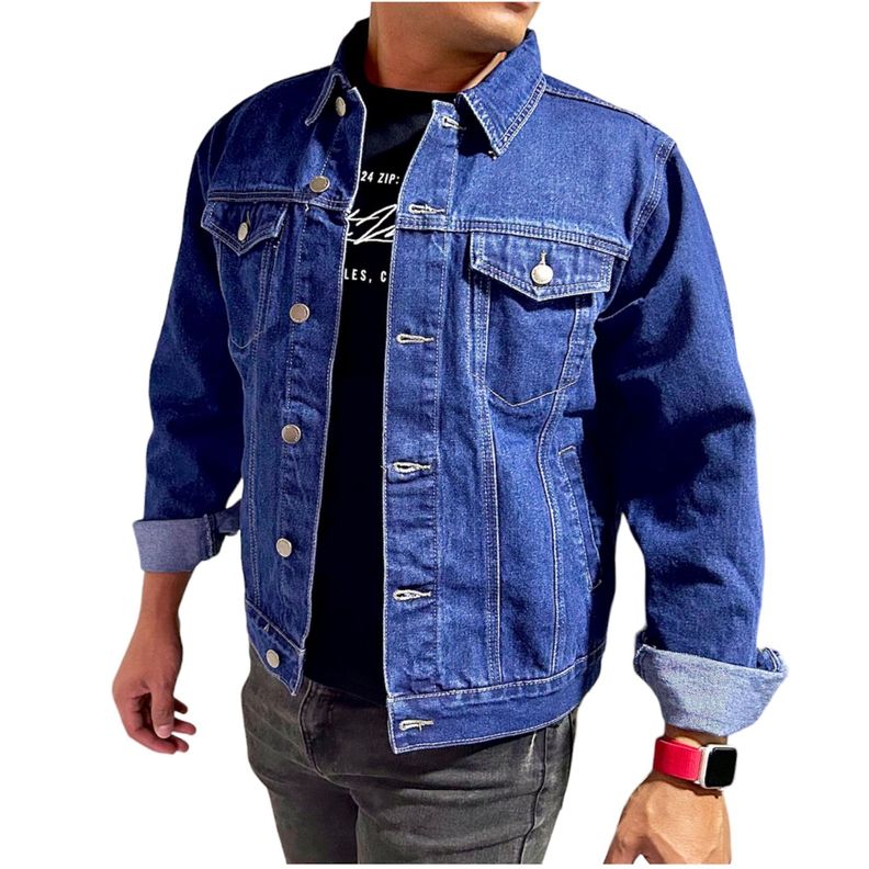 Chaqueta Jeans Mezclilla Azul Clasico Hombre-1