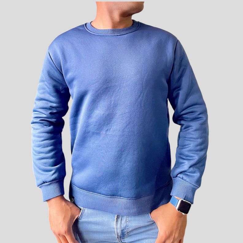 Sueter Poleron Jersey Con Chiporro Hombre Azul-0