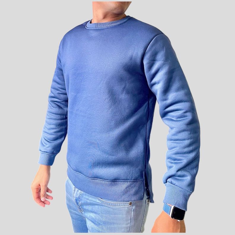 Sueter Poleron Jersey Con Chiporro Hombre Azul-4