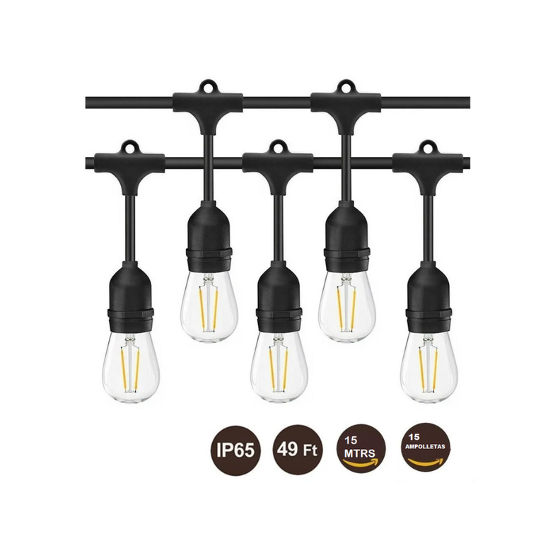 Guirnalda RGB LED 15 Metros + Ampolletas + Control Remoto-1