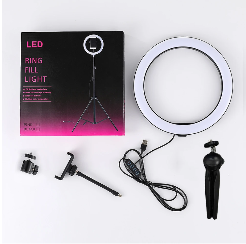 Aro De Luz 10 Pulgadas (26cm) + Trípode + Soporte Para Teléfono-3