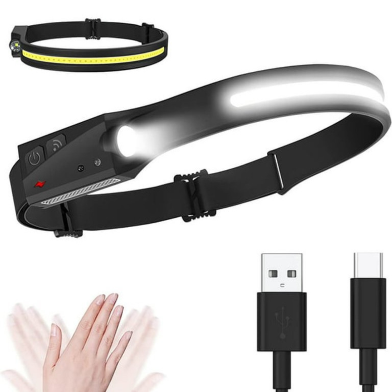 Linterna LED Recargable - Cintillo de Cabeza Con Sensor de Movimiento-0