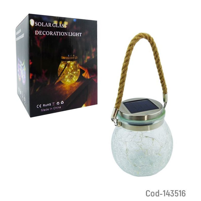 Lampara LED Solar Tipo Bola De Vidrio Colgante De Luz Calida-2