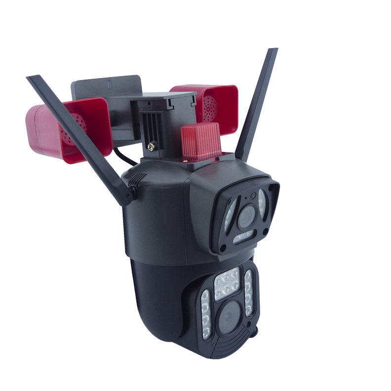 Camara De Vigilancia IP De 23 LED Con Doble Camara, Doble Sirena Y Baliza.-0