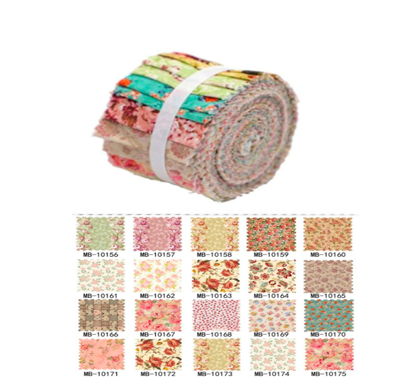 Jelly Roll 100% algodón  flores pastel-1