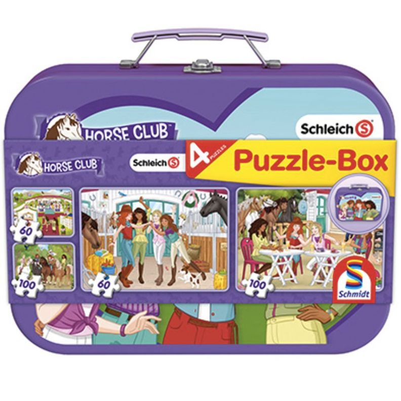 Puzzle 2 x 60, 2 x 100 piezas Club Caballos Maleta Metal-0