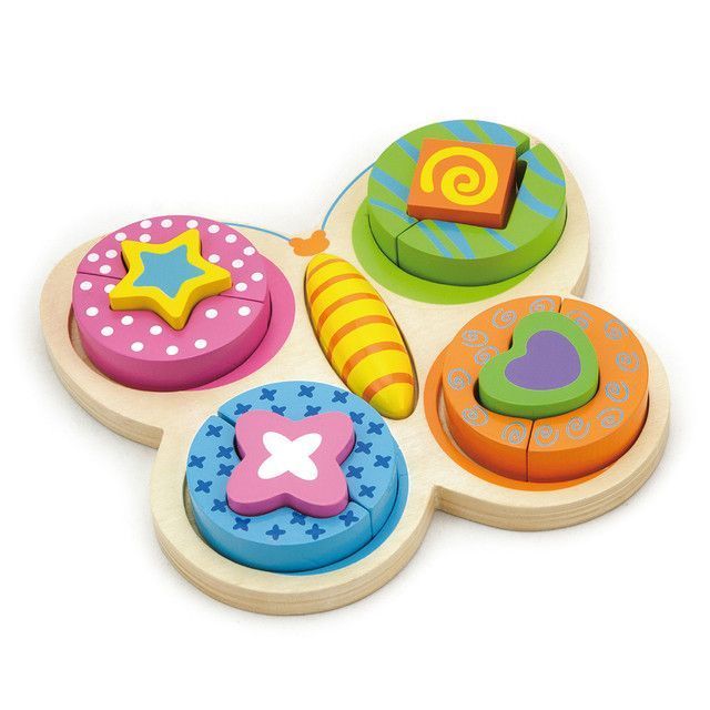 Juguete Madera Puzzle Relieve 13 pz Mariposa-0