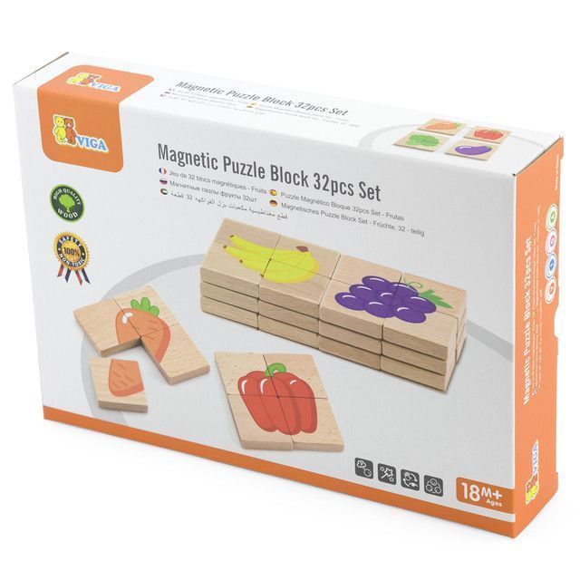 Juguete Madera Puzzles Magneticos Block Frutas 32 Pz-1