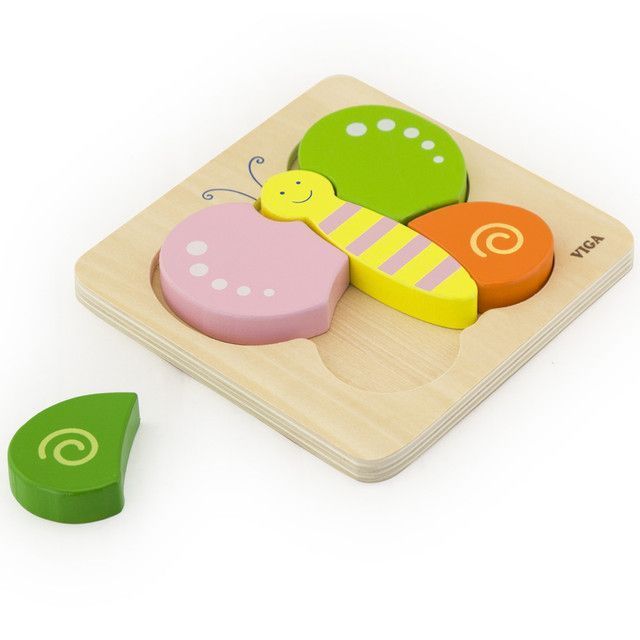 Juguete Madera Puzzle Relieve Mariposa 5 Pz-1