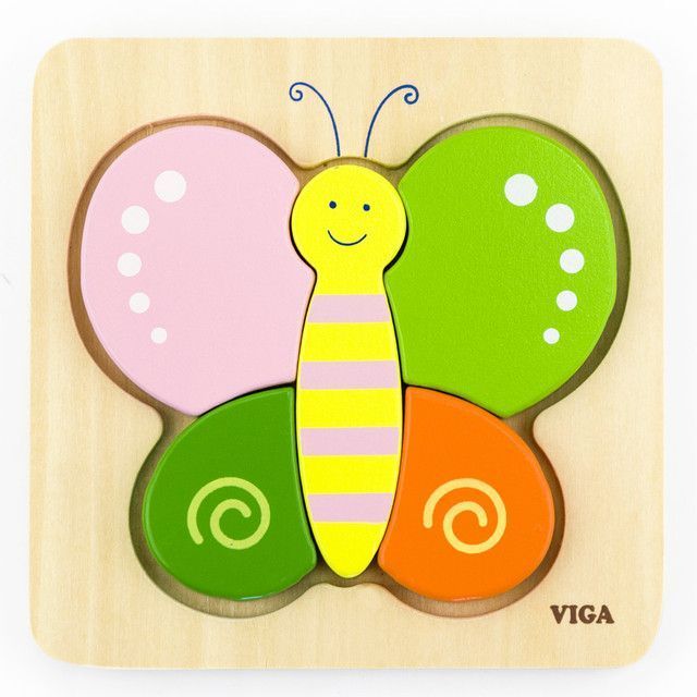 Juguete Madera Puzzle Relieve Mariposa 5 Pz-0