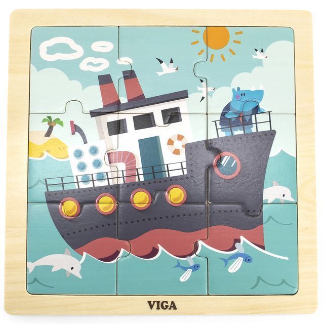Juguete Madera Puzzle Barco 9 Pz-0