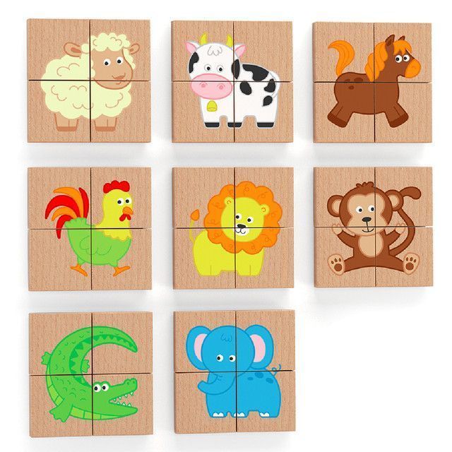Juguete Madera Puzzles Magneticos Block Animales 32 Pz-0
