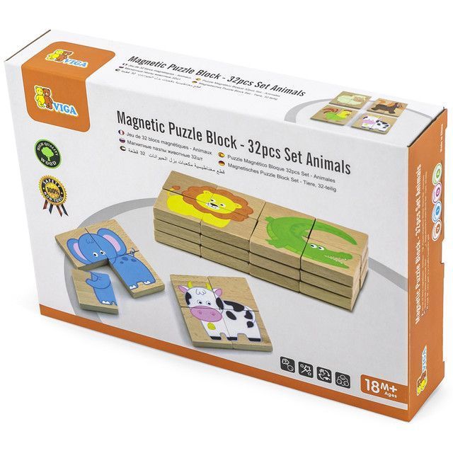 Juguete Madera Puzzles Magneticos Block Animales 32 Pz-1