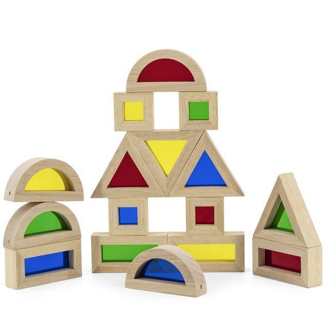 Bloques Madera con Ventanas Color 16 pz-0