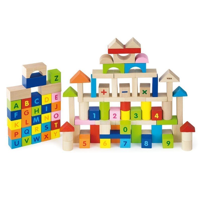 Bloques Madera Alfabeto y Números 100pz-0