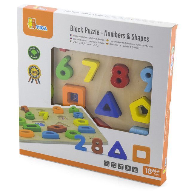 Juguete Madera Puzzle Encaje Numeros y Formas 20 Pz-2