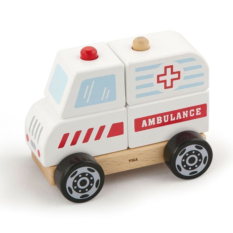 Juguete Madera Ambulancia Encaje -1