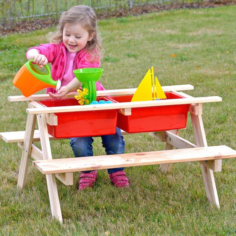 Mesa de Madera para Agua y Arena con Asientos. Air-2