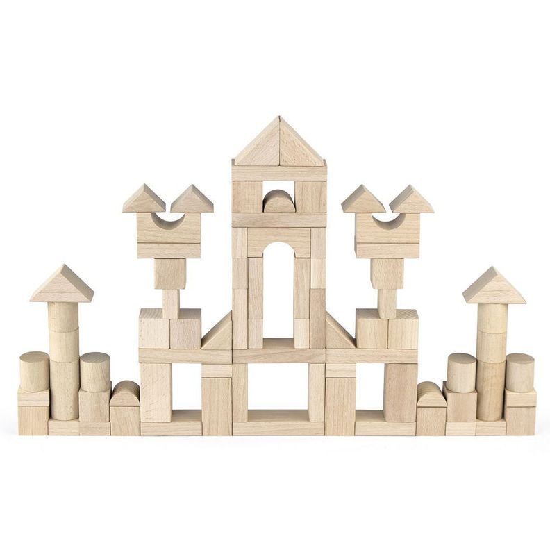 Juguete Madera Bloques Construcción Natural  75 pz  -0