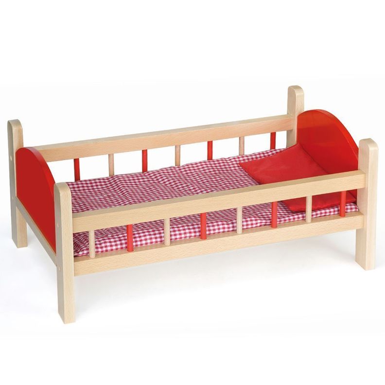 Juguete Madera Cama Muñecas Barrotes-0