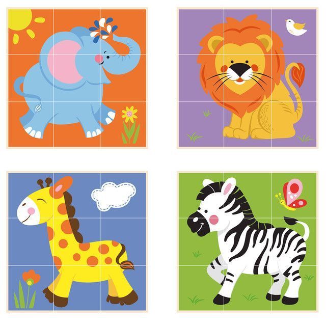 Juguete Madera Puzzle Cubos Soporte Animales-1