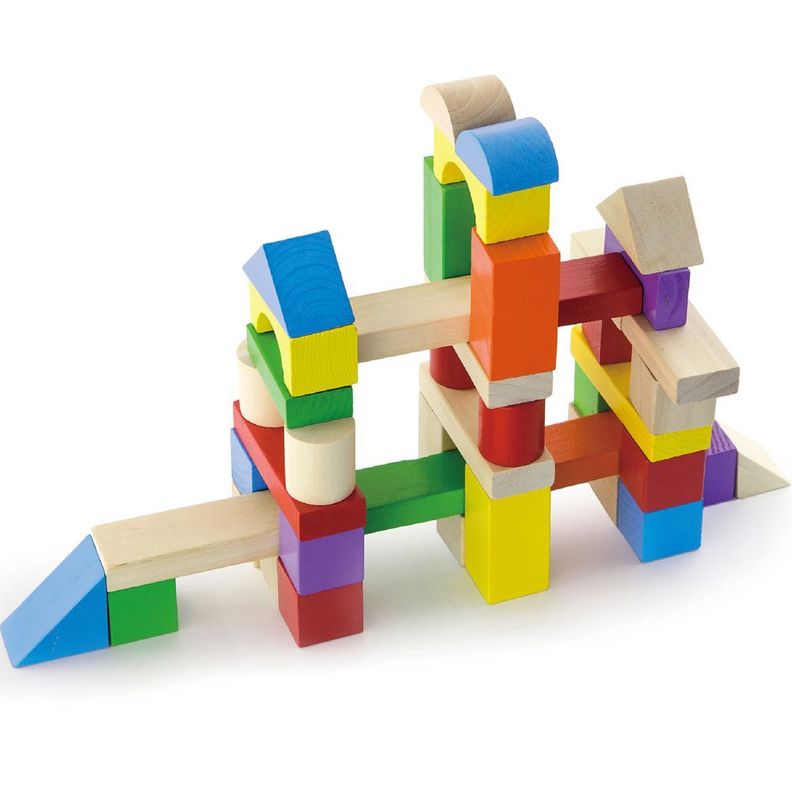 Juego De Bloques De Construcción. Madera. 100 Pzas.-0