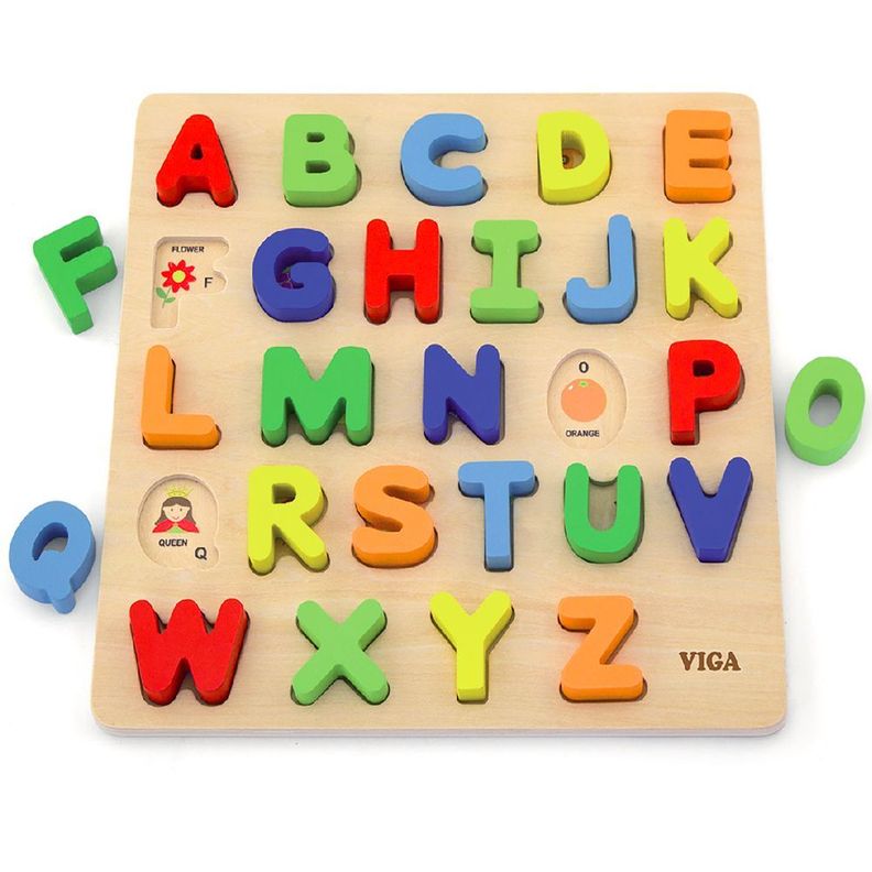 Juguete Puzzle De Madera Del Alfabeto En Mayúsculas-3