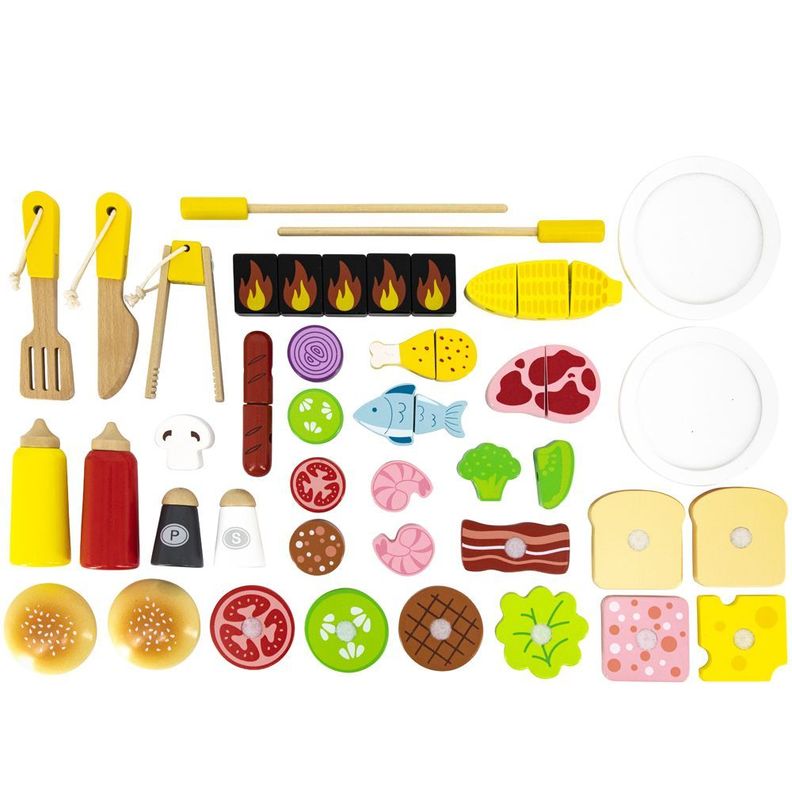 Set De Parrilla/asado De Juguete De Madera Con Accesorios-3