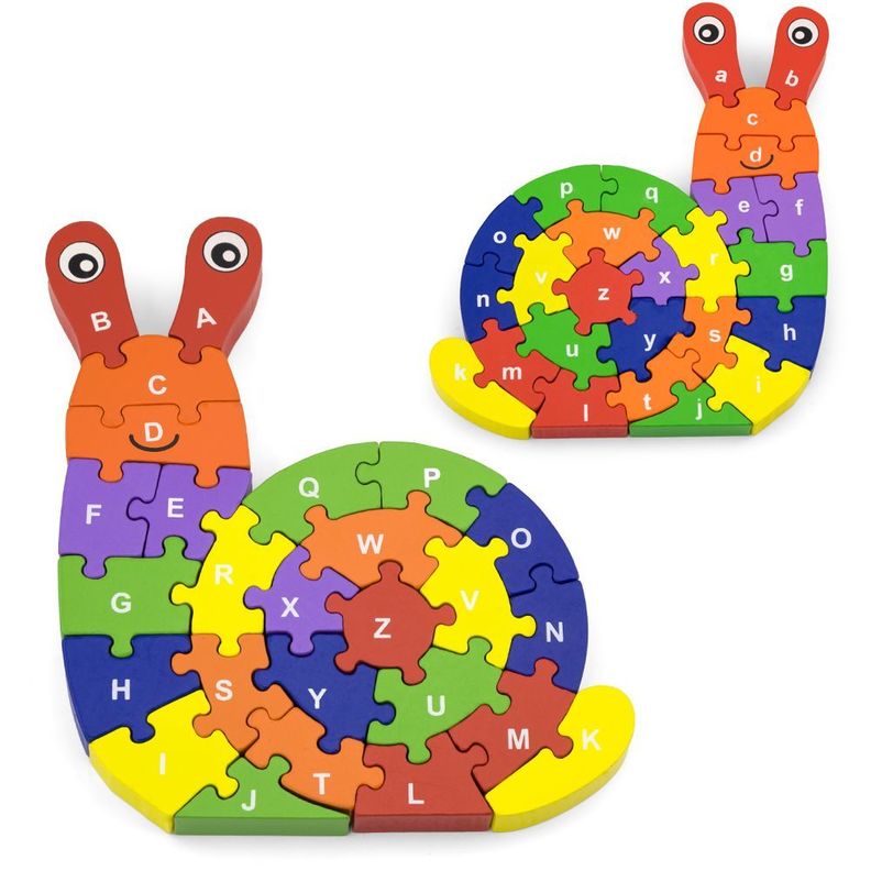 Juguete Madera Puzzle 3D Caracol Reversible-0