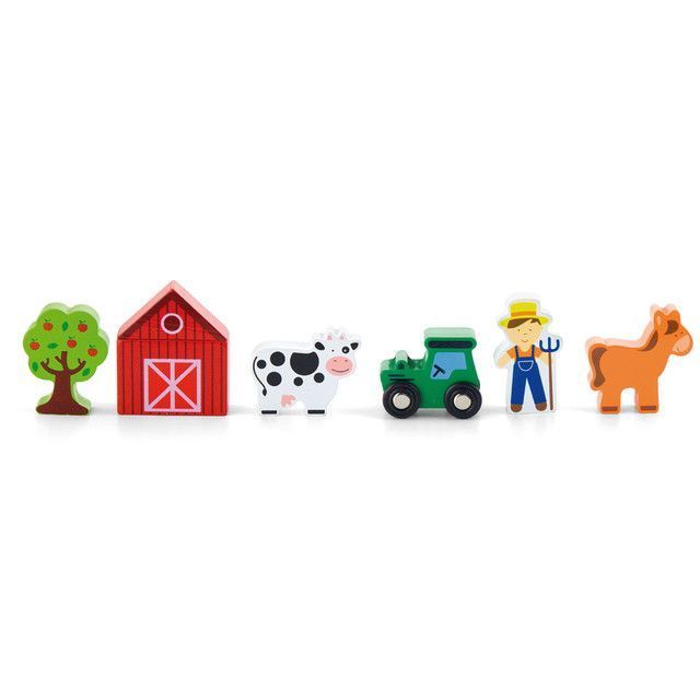 Juguete Madera Tren Accesorios Figuras Granja -1