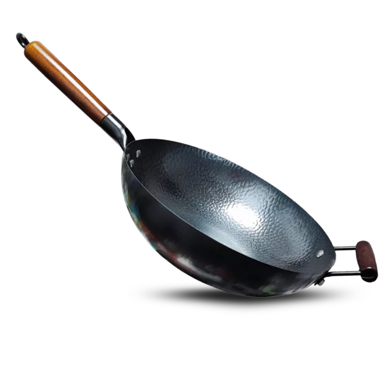 Sartén Premium Wok de Hierro Forjado 32 cm con Mango de Madera-2