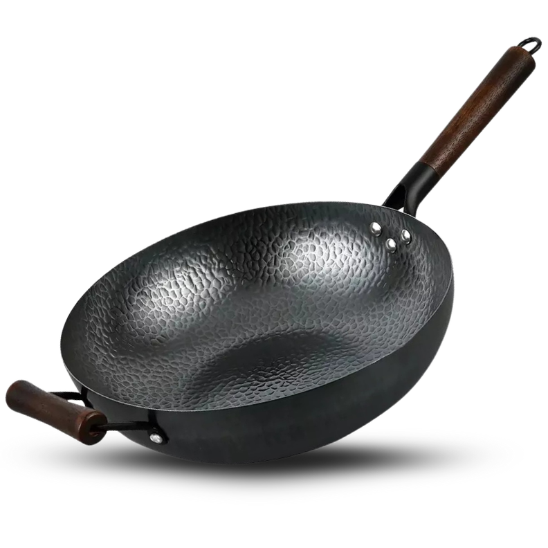Sartén Premium Wok de Hierro Forjado 32 cm con Mango de Madera-3